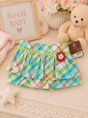 🌸 NEW WITH TAGS Carter’s Tiered Plaid Skirt – 9 Months 🌸